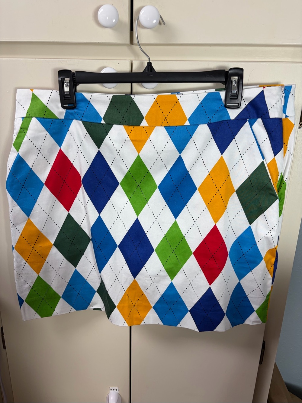 Royal and Awesome Argyle Pattern Multicolor Cotton Blend Women's Skort - Picture 1 of 7